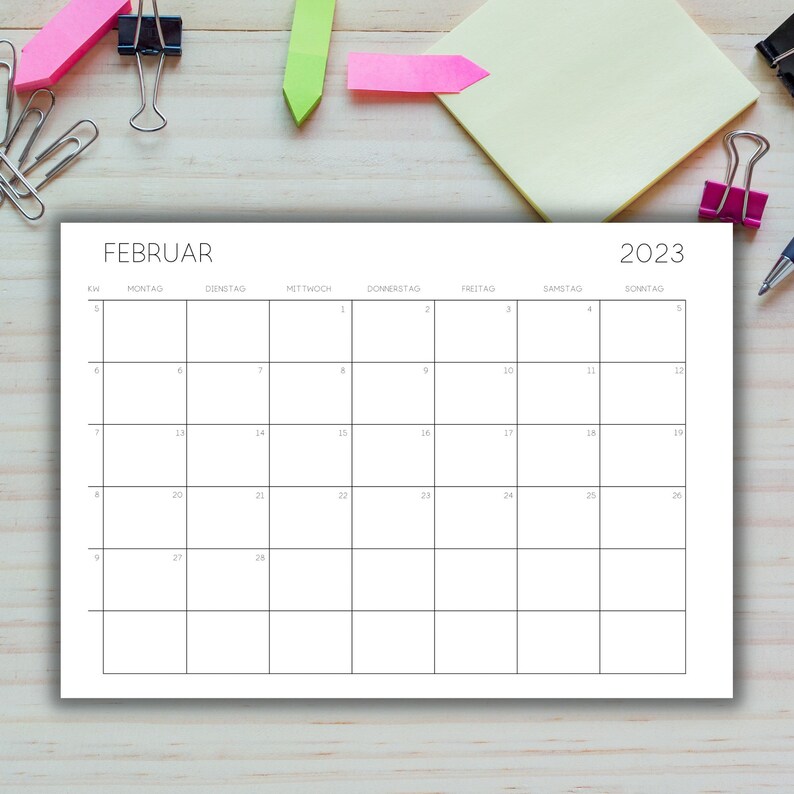 Kalender 2023 zum Ausdrucken A4 A3 minimalistisch - Etsy.de