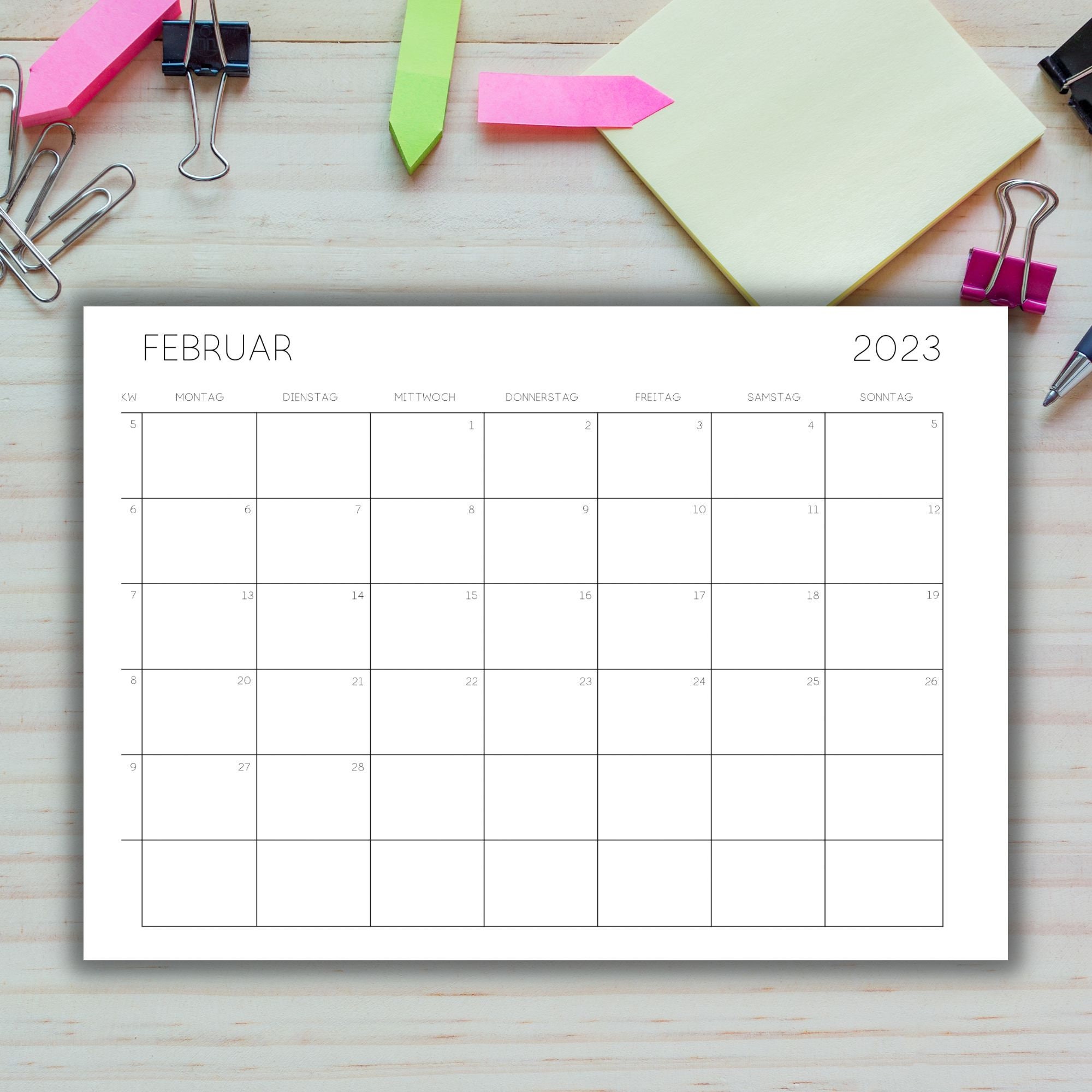 Kalender 2023 zum Ausdrucken A4 A3 minimalistisch - Etsy.de