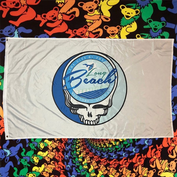 Long Beach Skull 3x5 Beach Flag