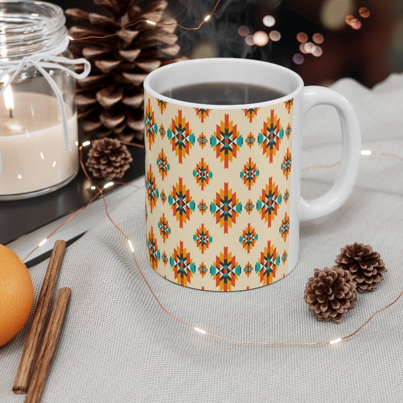 Western Mug, Native American Pattern, Aztec Patten Mug, Aztec mug, Ceramic Mug 11oz image 4