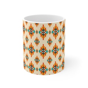 Western Mug, Native American Pattern, Aztec Patten Mug, Aztec mug, Ceramic Mug 11oz image 1