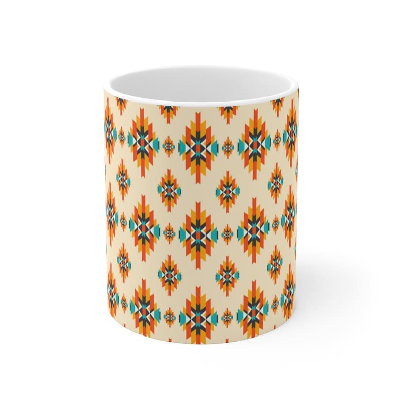 Western Mug, Native American Pattern, Aztec Patten Mug, Aztec mug, Ceramic Mug 11oz image 1