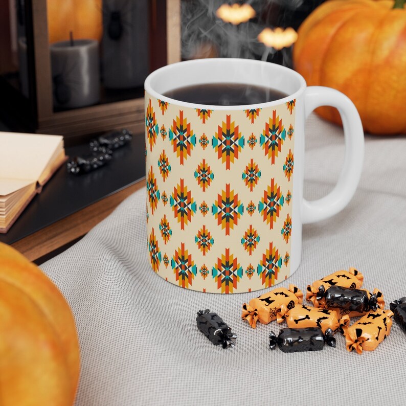 Western Mug, Native American Pattern, Aztec Patten Mug, Aztec mug, Ceramic Mug 11oz image 7