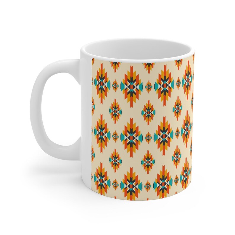 Western Mug, Native American Pattern, Aztec Patten Mug, Aztec mug, Ceramic Mug 11oz image 2