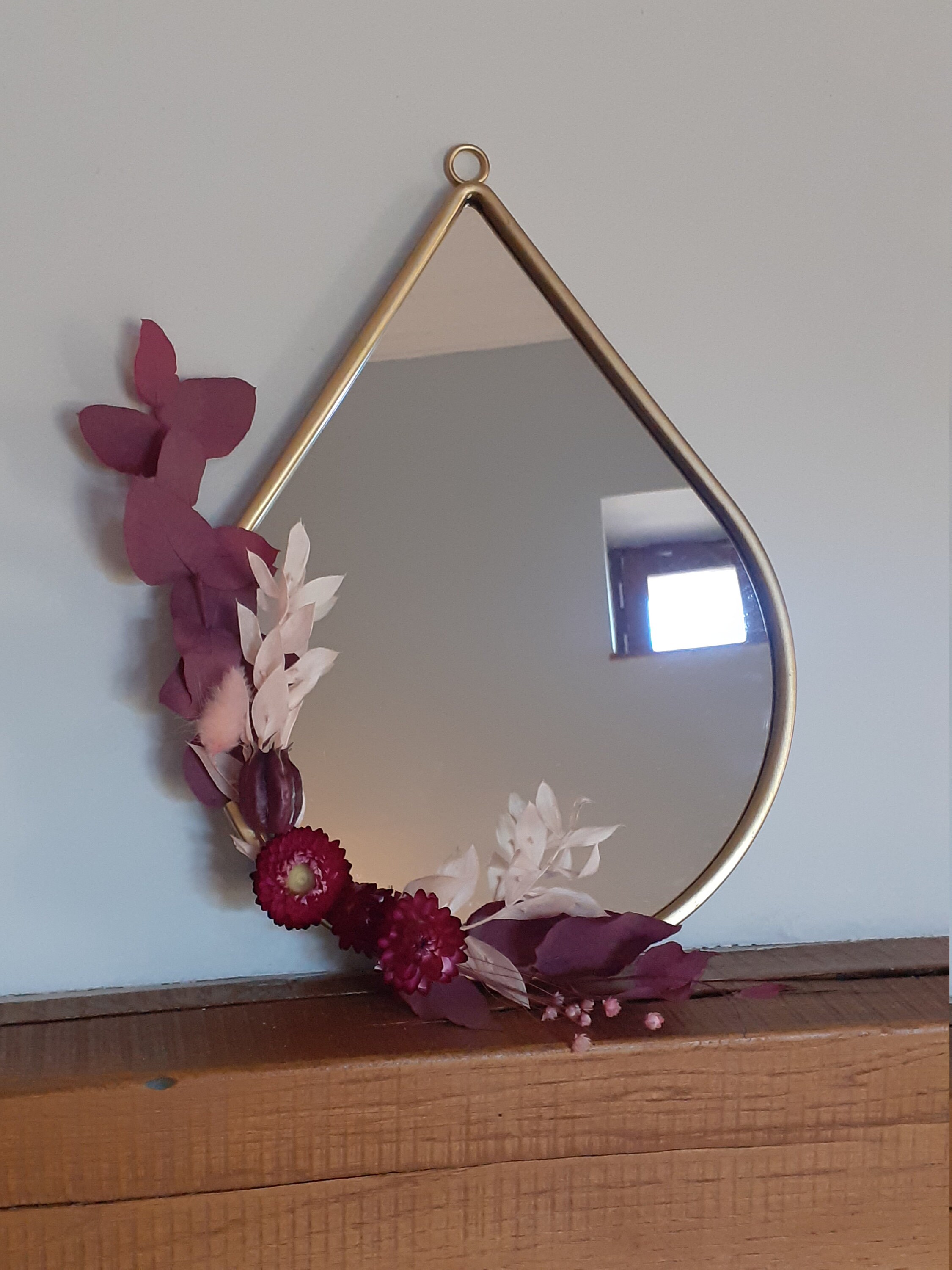Miroir Goutte Fleurs Séchées