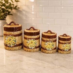 Vintage Sunflower Farmhouse Canisters Designed by Susan Winget Set