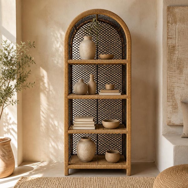 Rattan Bookcase - Etsy