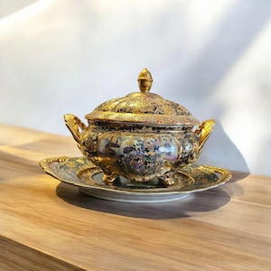 Vintage Satsuma Pottery Dish with Platter