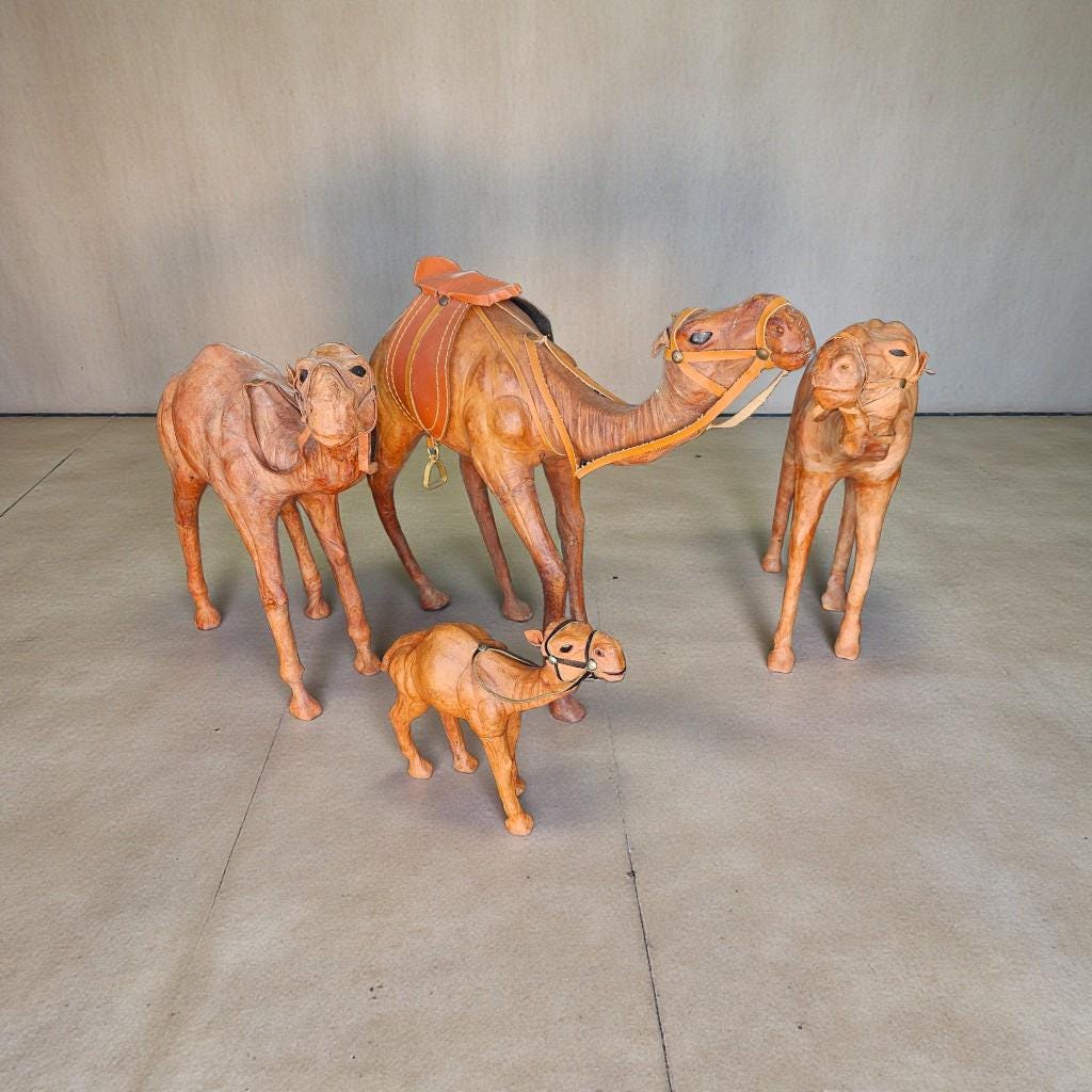 Vintage Glass Eyed Italian Leather Covered Camel Sculptures - Etsy