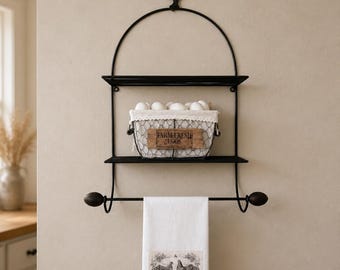 Vintage Farmhouse Cast Iron Towel Rack, Farmhouse Decor Handmade