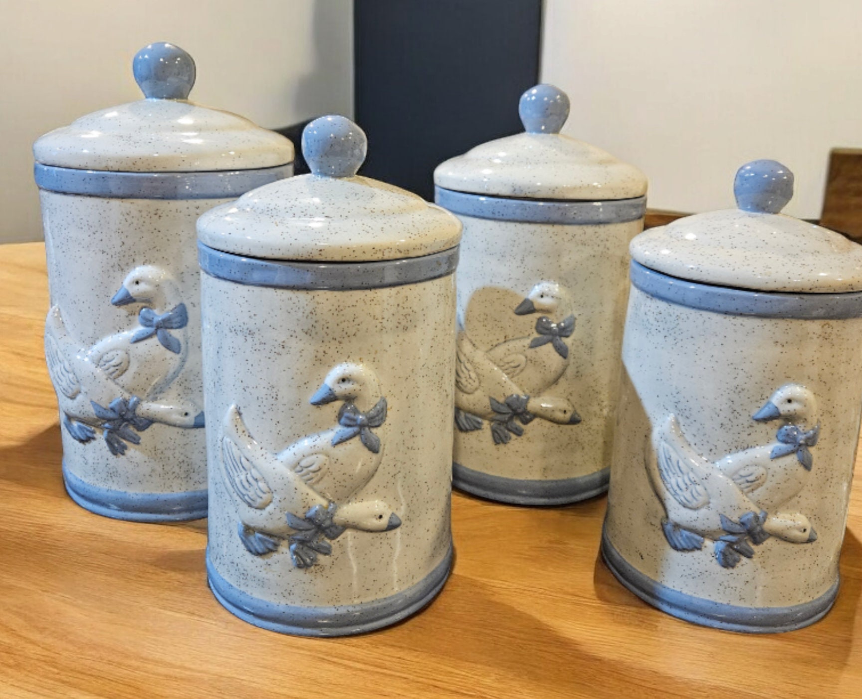 1980s Blue Ribbon Goose Canister Set - Etsy