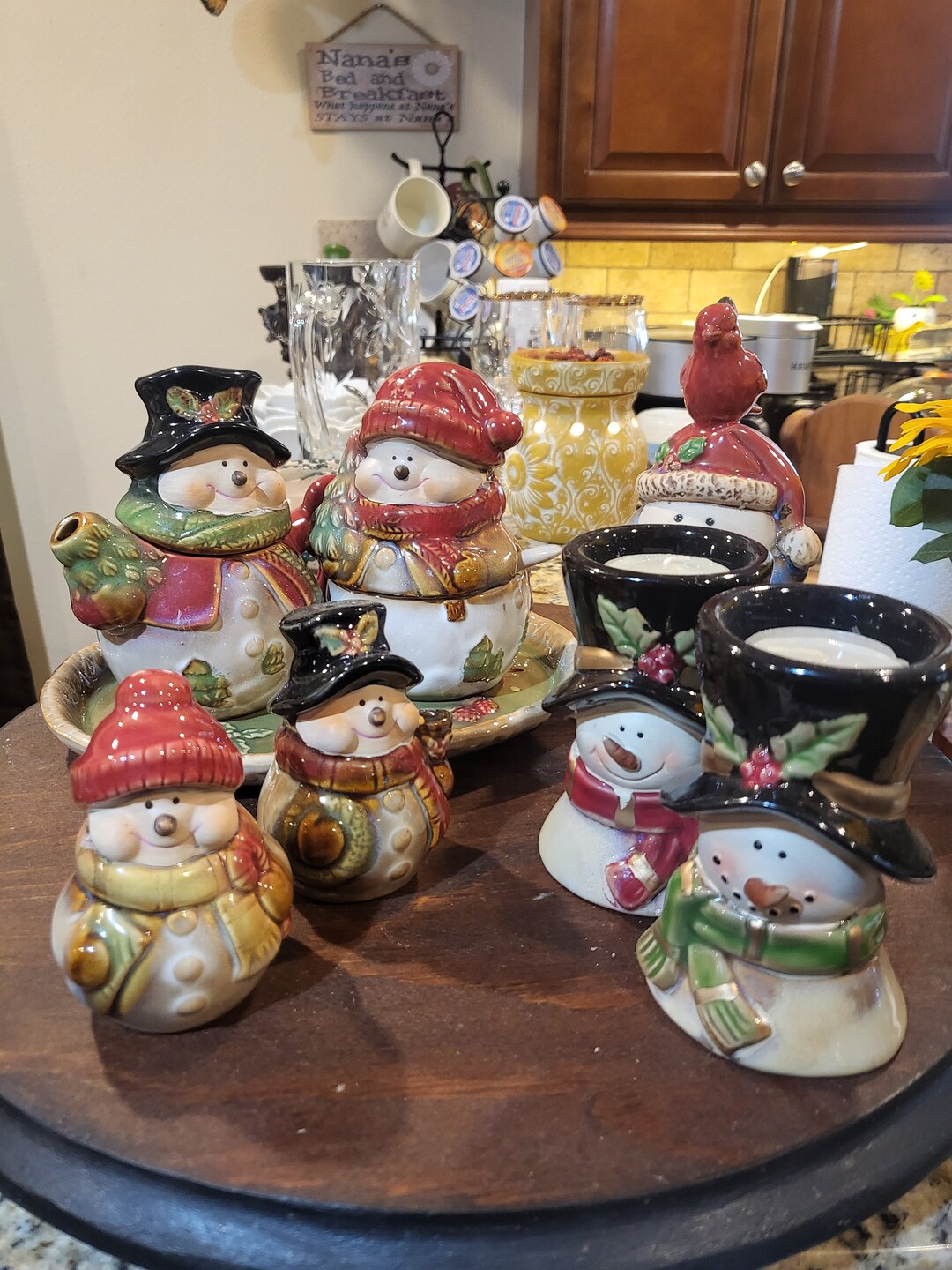 Kirkland's Potters Garden Snowman Hostess Set Sugar Bowl Etsy