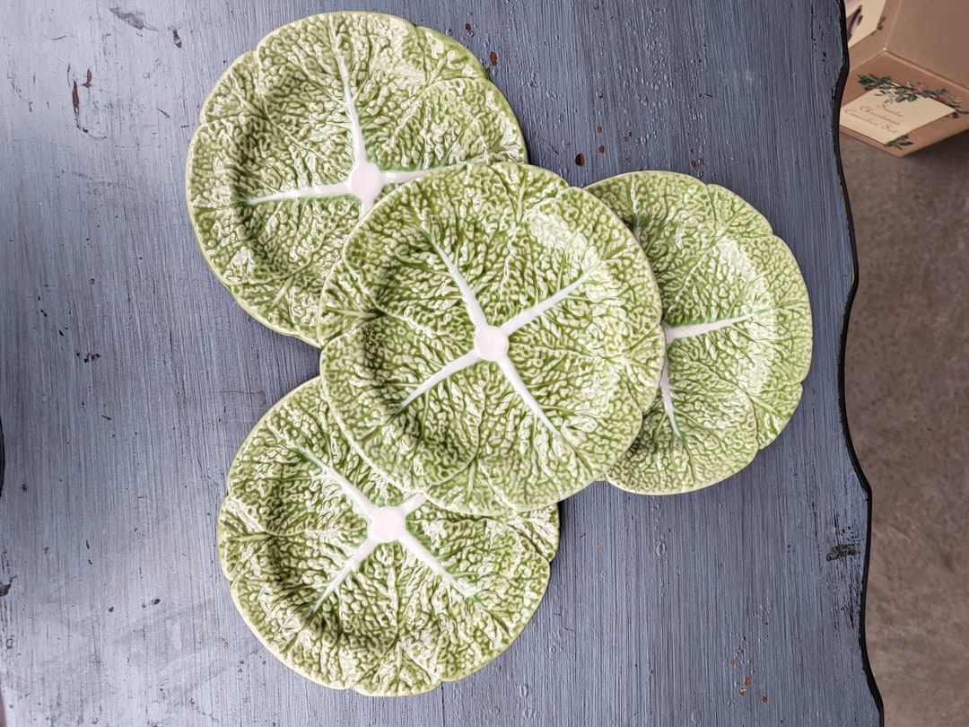 4 Bordallo Pinheiro Lettuce Leaf Plates Etsy