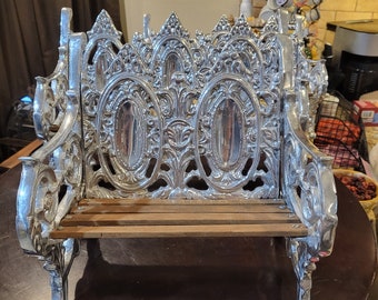 Vintage Doll Sized Metal and Wood Benches