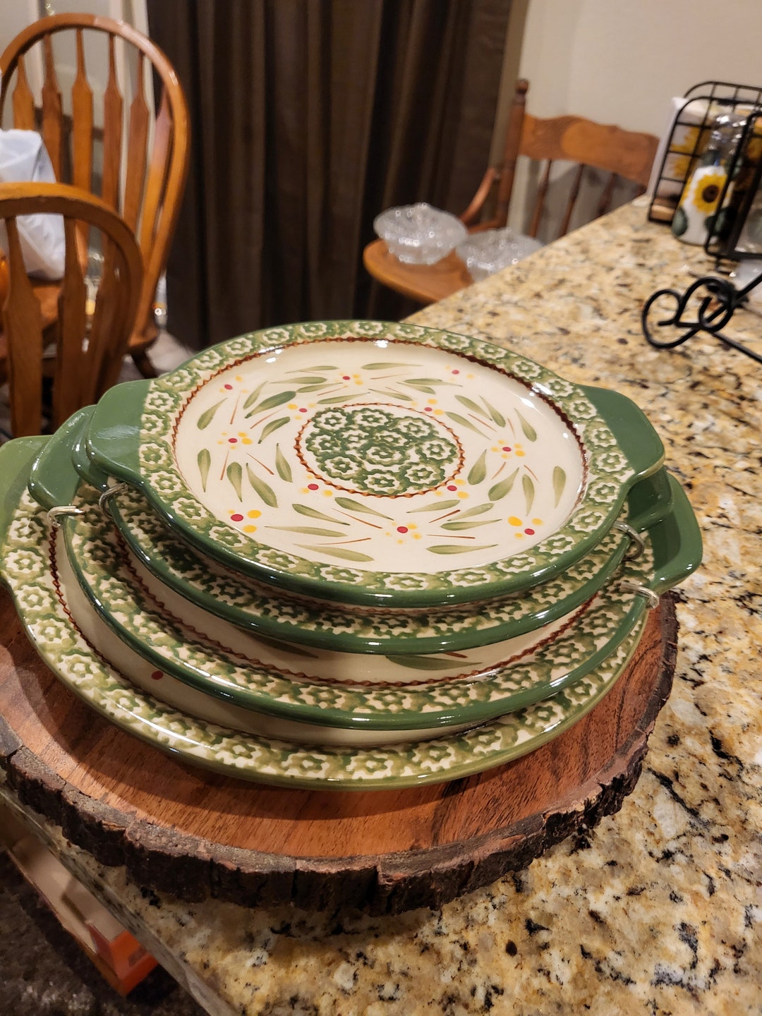 Set of 4 Temptations Old World Green Trivets Etsy