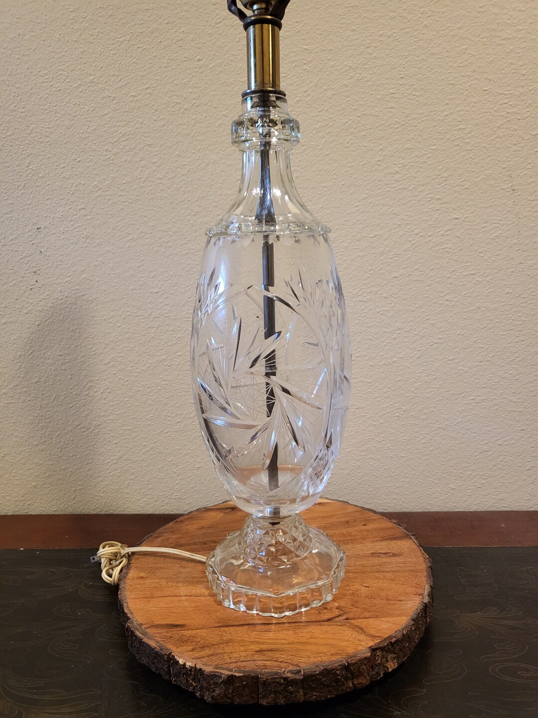 Vintage Diamond Cut Crystal Lamp Etsy