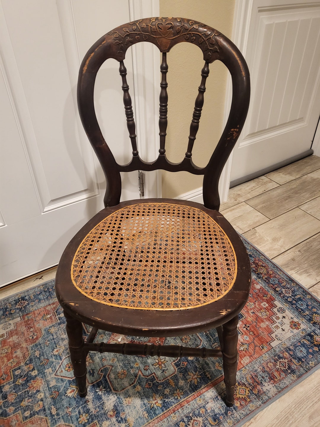 Antique Cane Bottom Chair 1920s Etsy