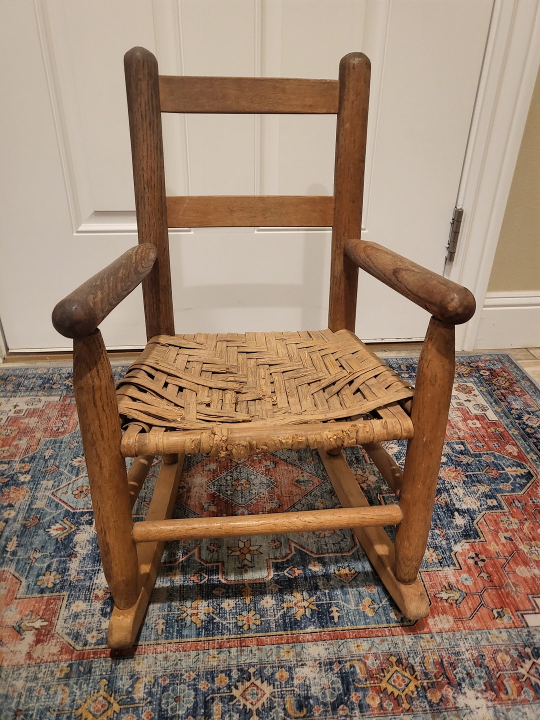 Antique Childs Rocking Chair Cane Bottom Rocking Chair Etsy