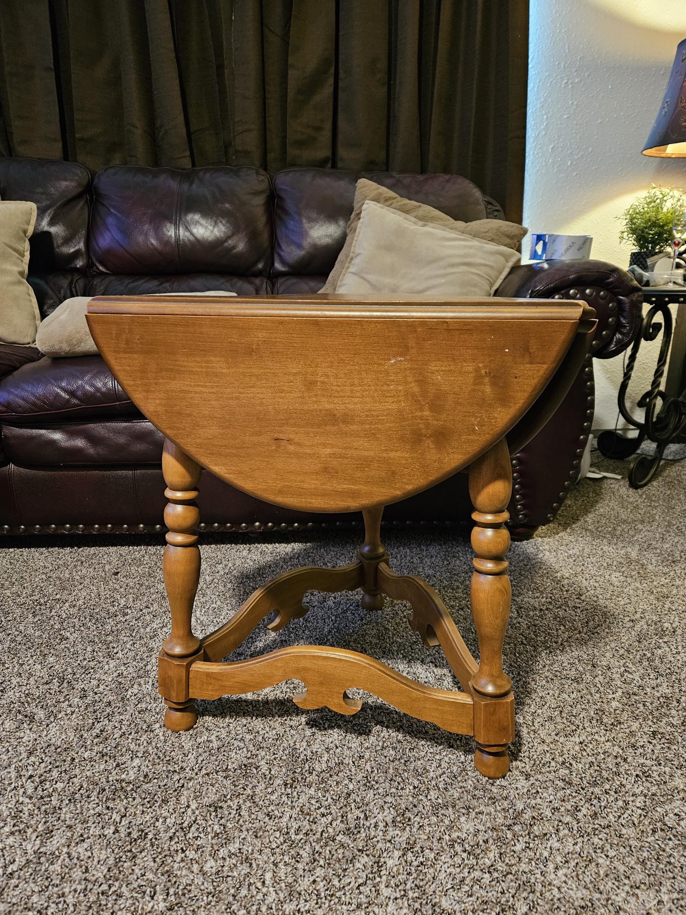 Antique/Vintage Drop Leaf Triangle Wood Table