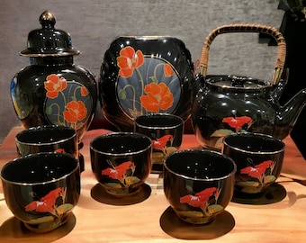 Vintage Japanese Tea Set, Vase & Cannister
