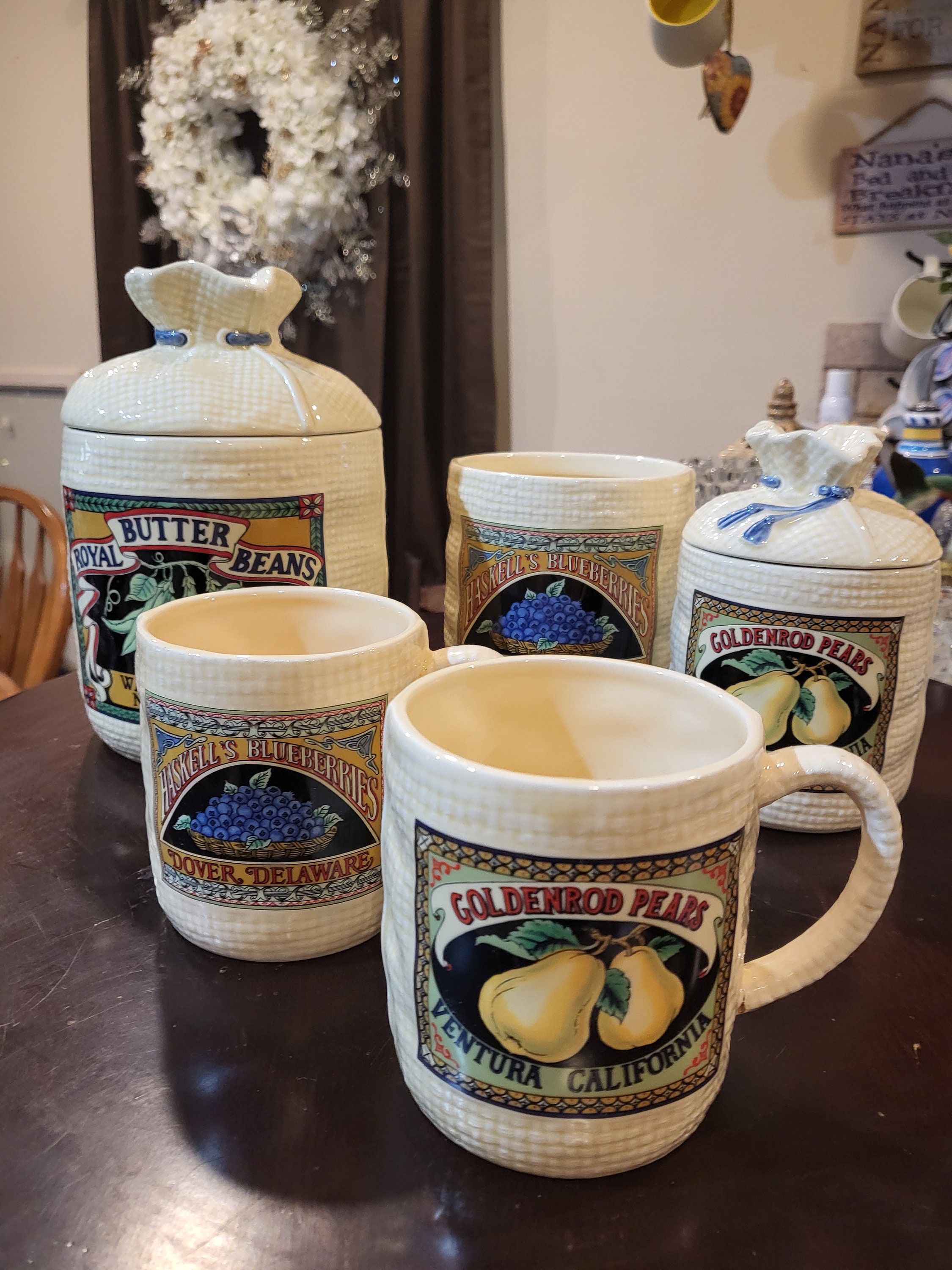 Set of 5 Hearth and Home Designs Burlap Sack and Produce Label