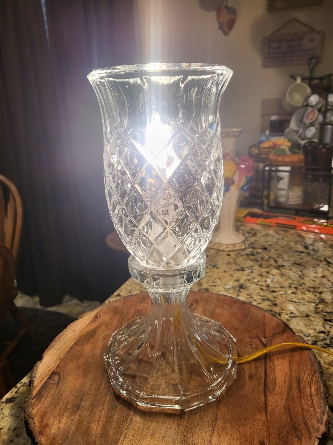 Vintage Diamond Cut Crystal Lamp Etsy