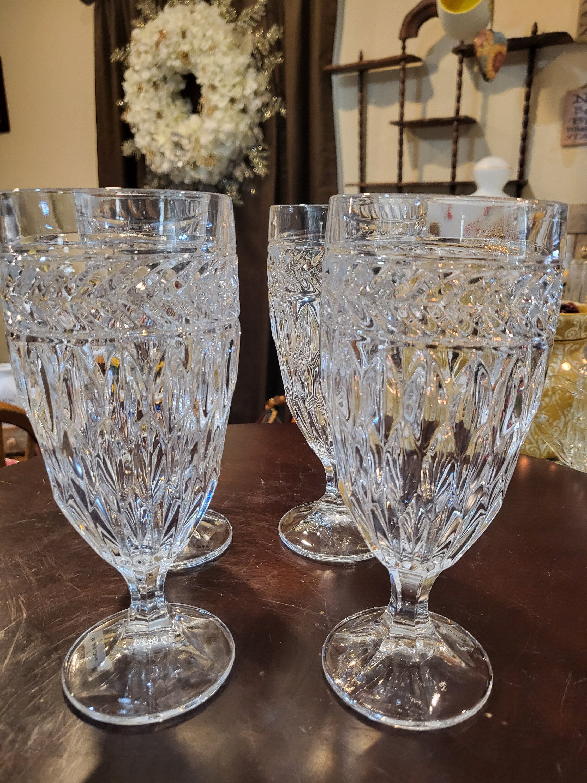 Shannon Lead Crystal Symphony by Godinger 4 Stemmed Iced Beverage