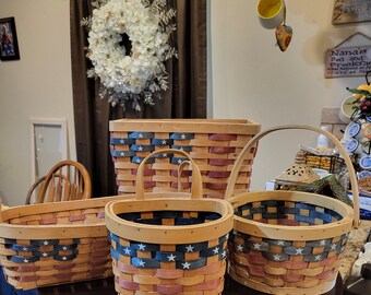 Set of 4 Patriotic Woven Baskets