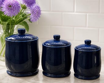 Vintage Cobalt Blue Canister Set of 3