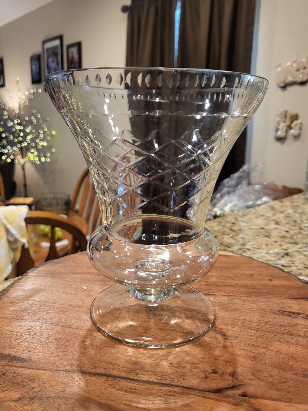 Vintage Etched Glass Urn Vase Etsy