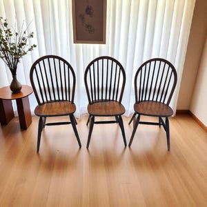 Set of 3 Antique solid Oak Refurbished Windsor Dining Chairs