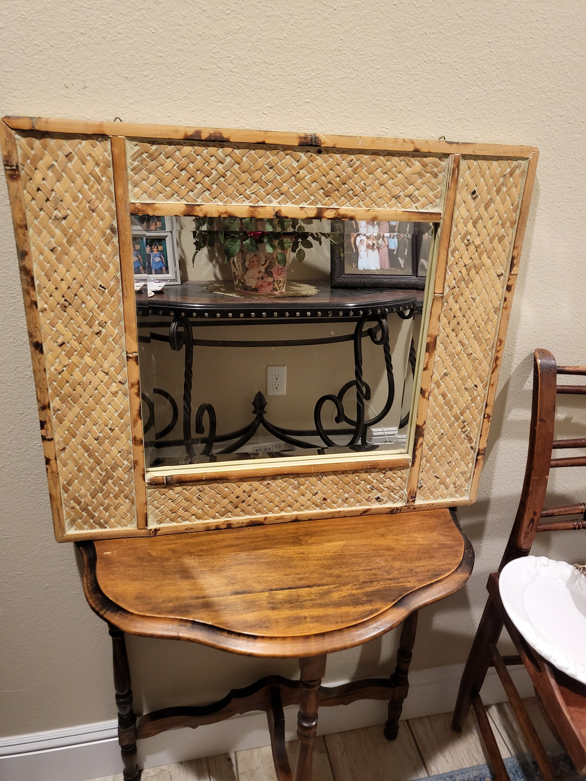 Vintage Bamboo Latice Style Mirror