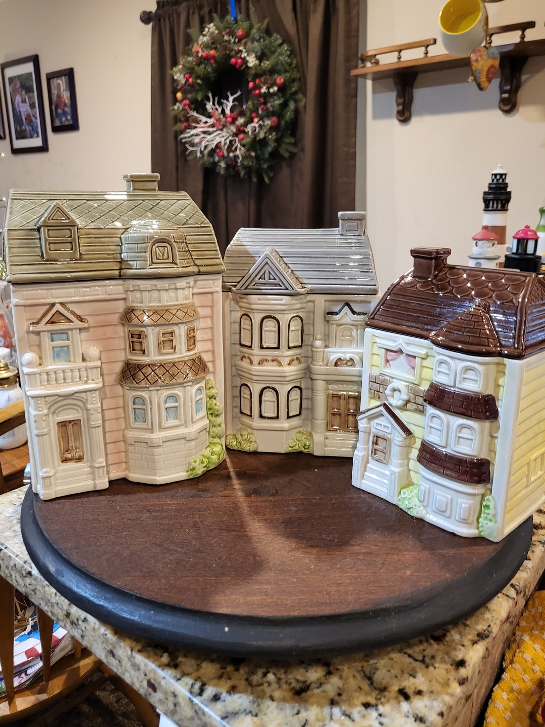 Vintage Victorian House Canister Set Etsy