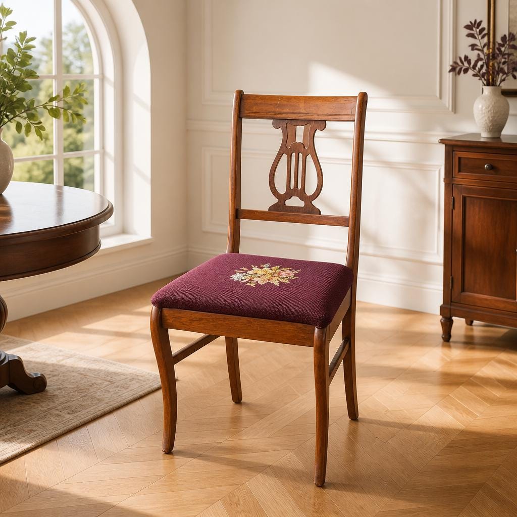 イギリス製　アンティーク　リラLyreバックチェア　ダイニングチェア Lyre Back Chair - Etsy