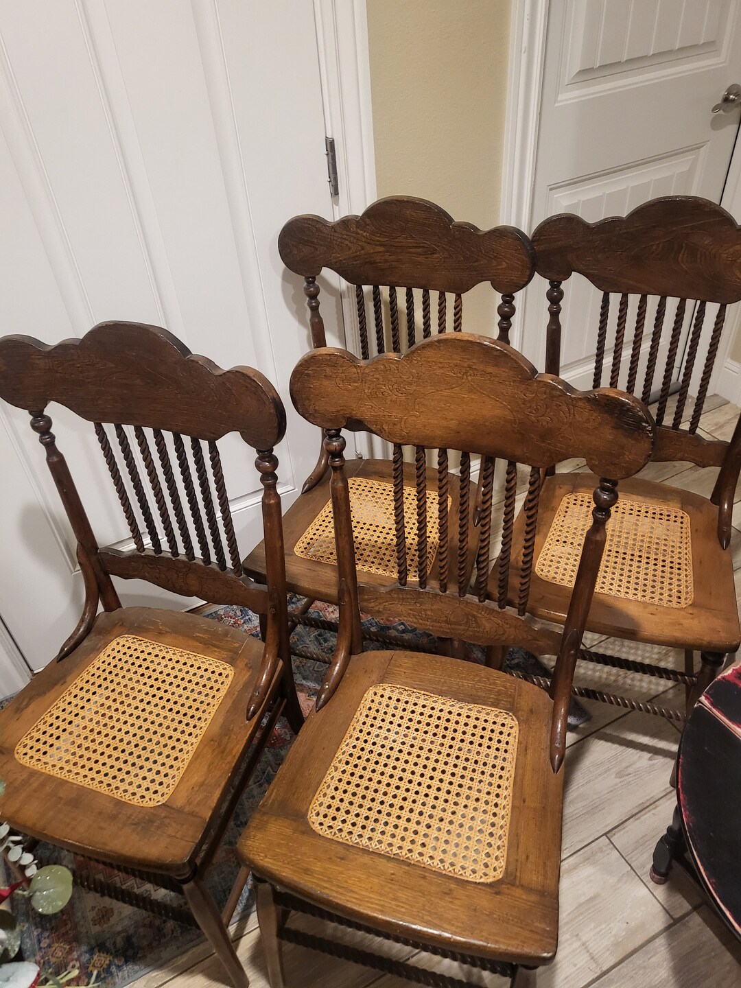 Antique Cane Bottom Dining Chairs Etsy