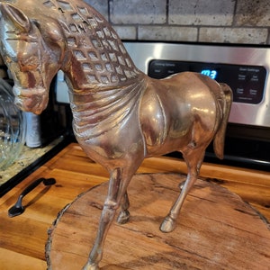 Vintage Large Solid Brass Horse Statue