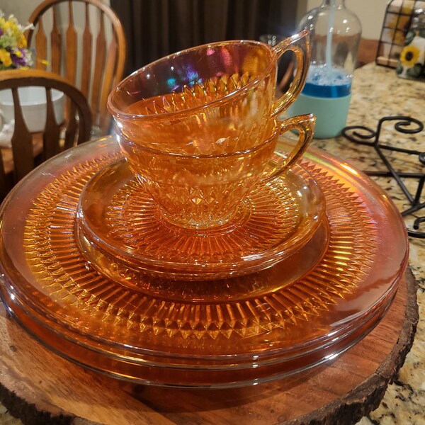 Carnival Glass Dinner Set Etsy