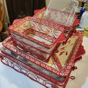 11 pc Vintage Old World RED Temp-tations Bakeware