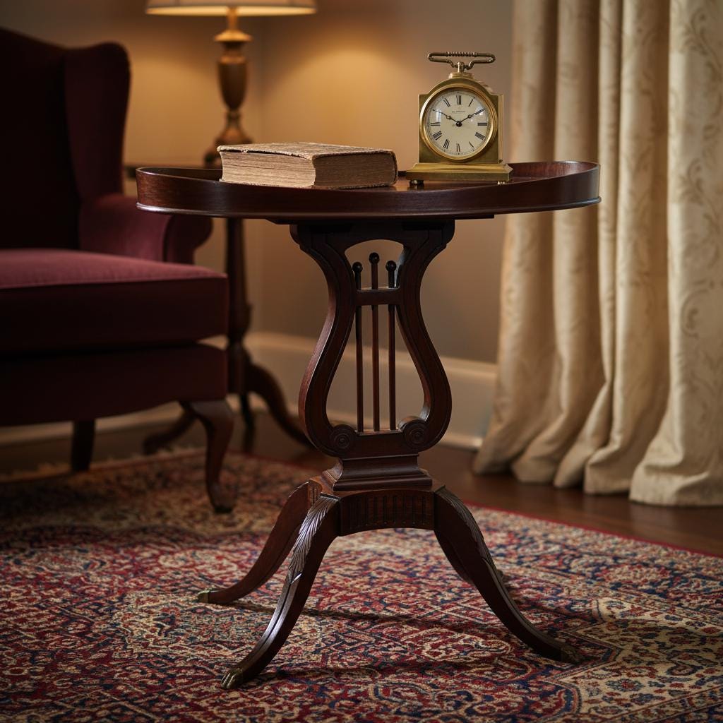 Vintage Oval Mersman Lyre Side Table - Etsy