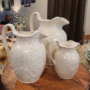 Set of 3 Vintage Kingwood Ceramic Pitchers