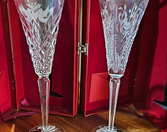 Set of 2 Waterford Crystal 12 Days of Christmas Flutes