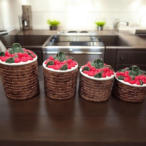 Vintage Strawberry Canister Set