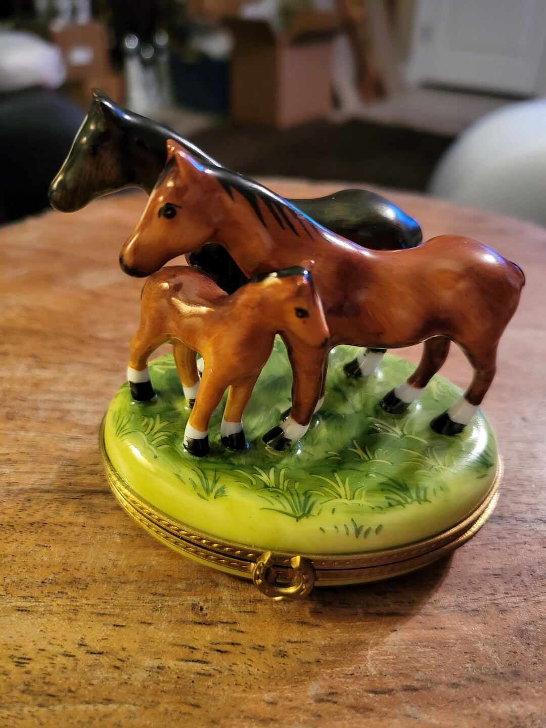 Vintage Three Horses Limoges Box Figurine Etsy