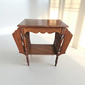 Antique 2-Tier Wood End Table Magazine Racks