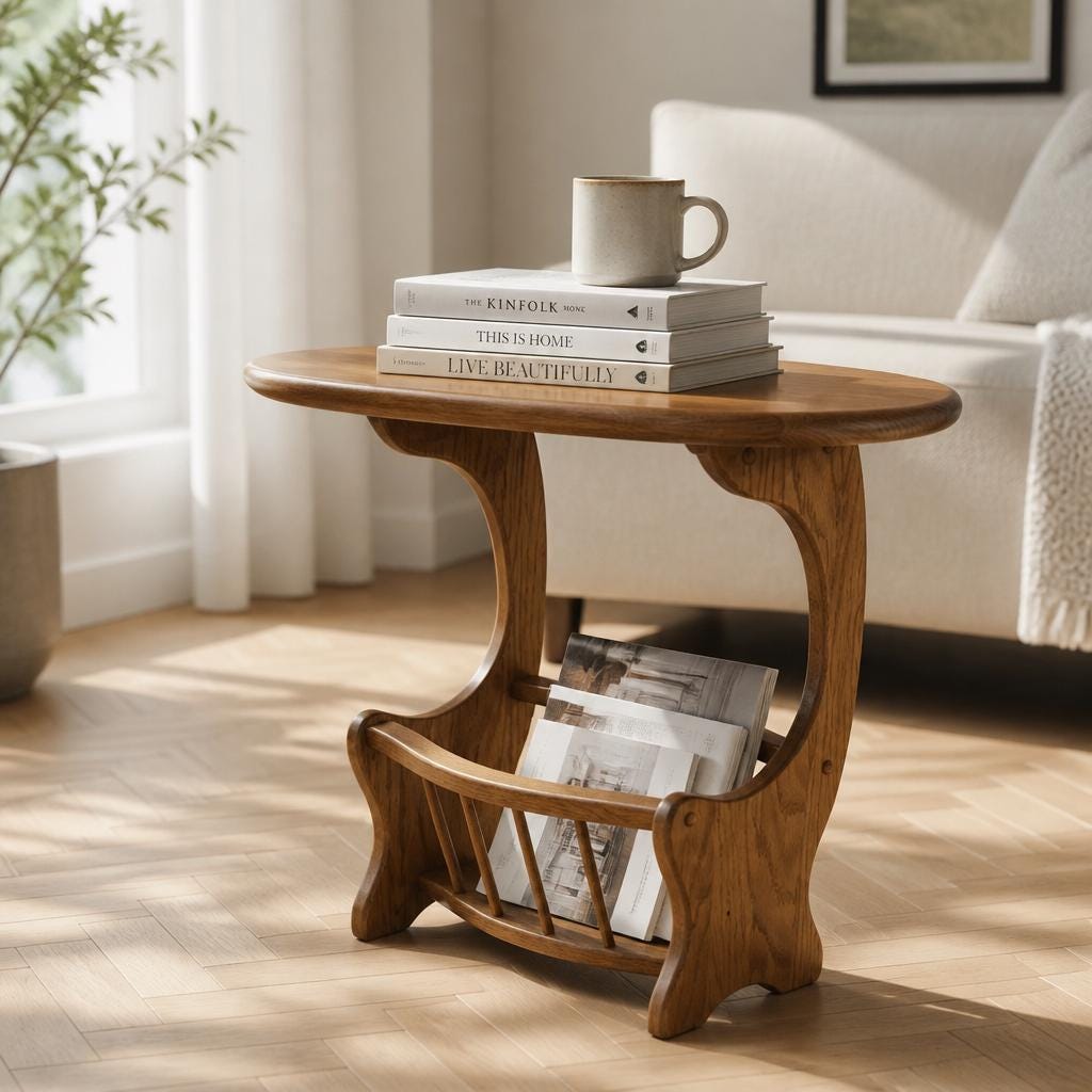 Vintage Side Table With Magazine Rack - Etsy
