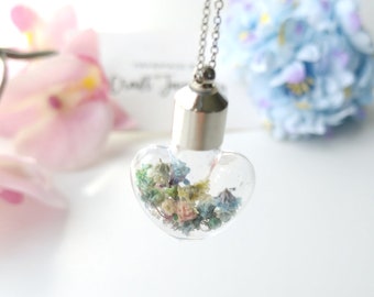 Baby's Breath Perfume Bottle Necklace, Openable