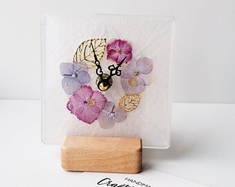 Hydrangea Mini Clock, 10cm, Home Grown Flower Decor