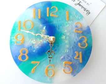 Blue Galaxy Wall Clock, 14.5cm, Moon River Decor