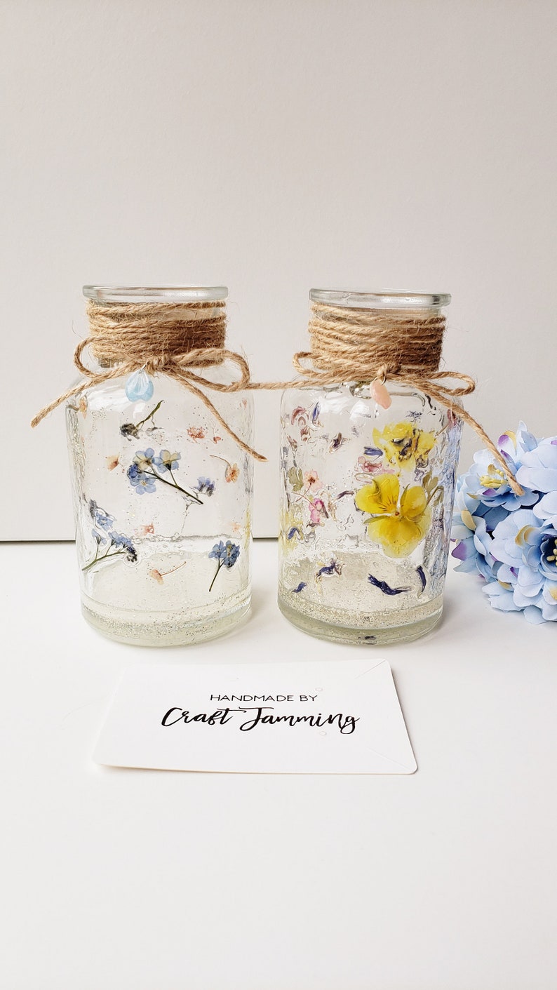 Blue Floral Vase LED Option Real Flower Decor Etsy