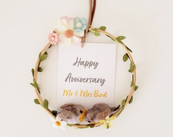 Wedding birds flower ring decoration, Photo/ Message Holder, 15cm
